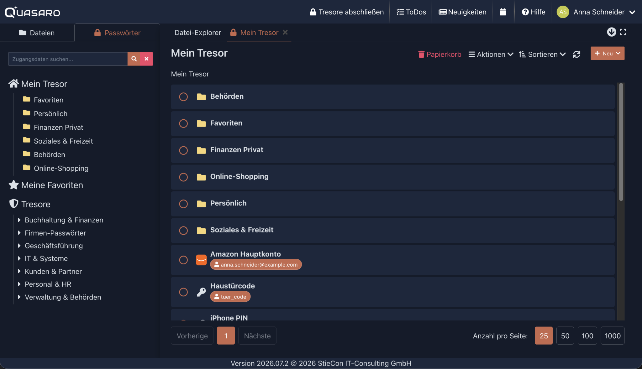 Quasaro password safe interface
