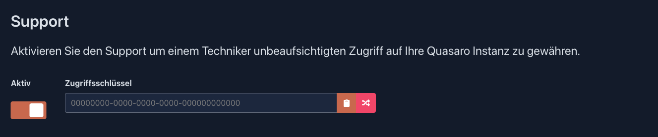 Support-Zugriff mit Zugriffsschlüssel
